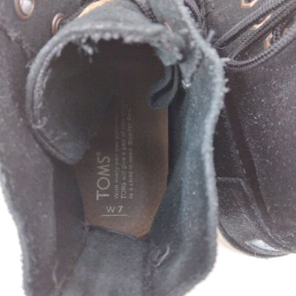 Toms Chukka Tomboy Boots Black Leather Suede Shoes Womens Size 7 - Picture 12 of 13